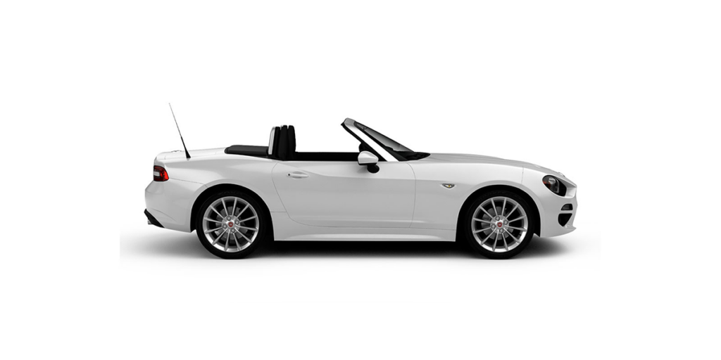 نمای جانبی Fiat 124 Spider رودستر اجاره‌ای در آنتالیا